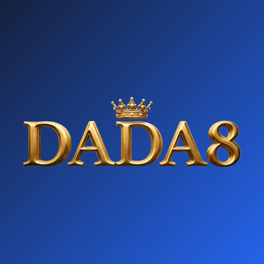 DADA 8 luxury brand logo featuring a gold metallic crown above the text DADA 8 in a horizontal rectangular wordmark design with a transparent background